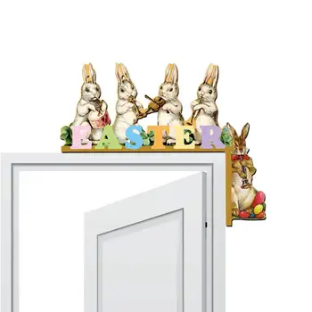 Декор угла двери с кроликом, деревянная дверная рама, наклейка на стену с кроличьим яйцом, деревянный материал, декоративная наклейка на стену для магазина, дома, отеля и