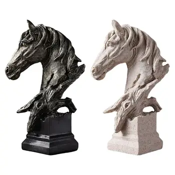 Настольная скульптура в виде головы лошади для коллекции украшений офисных книжных полок