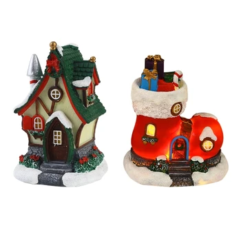 Декоративный музыкальный домик из смолы / Украшение для ботинок, Рождественский декор столешницы со звуковым эффектом, украшение столешницы