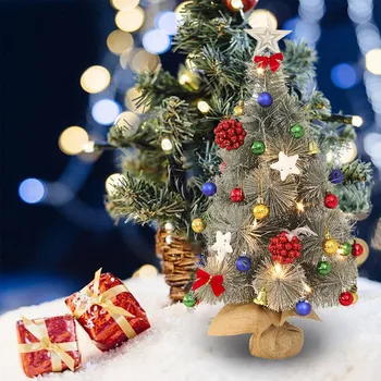 Рождественское настольное украшение, набор для рождественской елки, 60 см, смешанные зеленые и белые маленькие настольные украшения