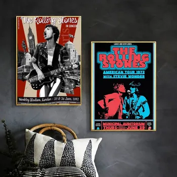 Винтажный плакат звезды рок-музыки Rolling-Stones, бумага для бара Kraft Club, Винтажный плакат, настенная живопись, наклейки для спальни и кабинета