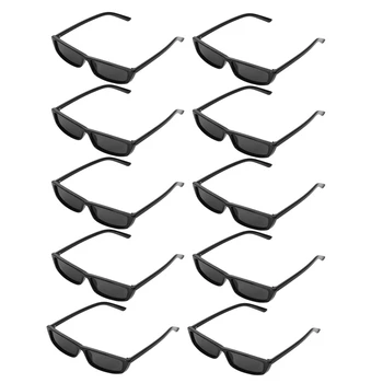 10X Винтажные прямоугольные солнцезащитные очки женские солнцезащитные очки в маленькой оправе ретро-очки S17072 Черная оправа черная