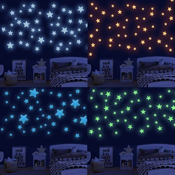 3D Пузырьковая Светящаяся Звезда В Горошек Наклейка На Стену Декор для Детской Комнаты Спальня Украшение Дома Наклейка Светящаяся В Темноте Флуоресцентная Наклейка