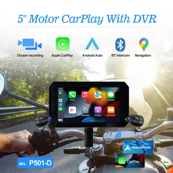 мотоциклетная GPS-навигация 3-в-1 и мотоциклетный рекордер беспроводной carplay, совместимый с Android Auto Siri и Google Assista