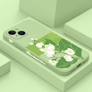 Чехол Для Телефона Jasmine Flowers Для iPhone 14 13 12 11 Plus Pro Max Mini X XR XS SE2020 8 7 6 6S Plus Жидкий Силиконовый Чехол