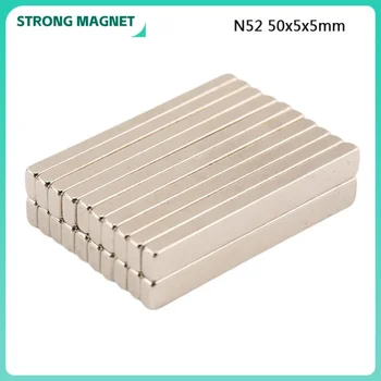 100шт N52 50x5x5 мм Неодимовый магнит 50 мм x 5 мм x 5 мм Блок NdFeB Супер Мощный с постоянными магнитными свойствами