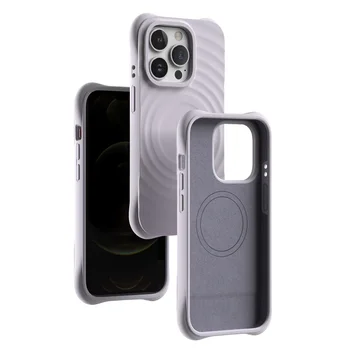 Чехол для телефона из жидкого силикона с магнитным рисунком водной ряби для iPhone 15 14 13 12 Pro Max Plus с подкладкой из микрофибры