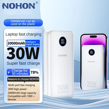 NOHON Power Bank 20000 мАч Быстрая Зарядка Для iPhone 15 Xiaomi 14 iPad Samsung Mini PowerBank Внешнее Зарядное Устройство Для Быстрой Зарядки Аккумулятора