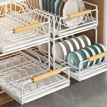  Выдвижная дизайнерская стойка для хранения посуды, Сливная стойка для домашней кухни, Многофункциональная подставка для посуды, Миска, Ящик для хранения палочек для еды, Однослойный 