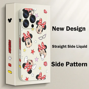 Disney Minnie Mouse Для Apple iPhone 15 14 13 12 Mini 11 Pro XS MAX XR X 8 7 Plus С Жидкой Левой Веревкой Чехол Для Телефона
