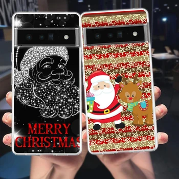 Счастливого Рождества Чехол для Телефона Google Pixel 8 7 6 5 4 4XL Противоударный Силиконовый 7A 6A 5A 4A 3A 3AXLPro 5G Прозрачная Оболочка
