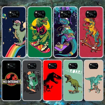 Мягкий Чехол Для Телефона Dinosaur Skate Dude Play Для Xiaomi Poco X3 Pro X5 X4 NFC M4 M3 M2 F3 F2 F1 Mi Note 10 Lite A3 A2 A1 CC9 Gt Fund