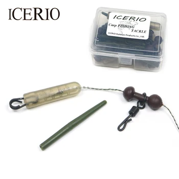 ICERIO 50шт Предохранительные рукава для удочки для ловли карпа, Свинцовые Зажимы, Скользящие Вертолетные установки, Аксессуары для крупных карповых терминальных снастей